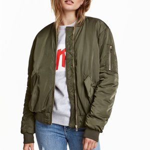 H&M Bomber Jacket Padded Green Size 6